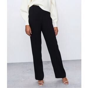 Aritzia Babaton Brett Flat Front Black Trouser Pant Japanese Fabric size 6